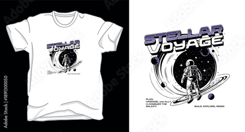 Stellar voyage astronaut galaxy graphic vector art t-shirt design print