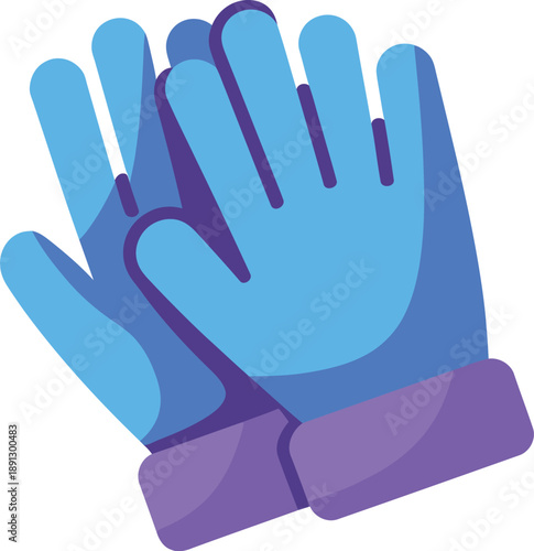 Blue Protective Gloves Icon with Purple Cuffs - Safety and Cleaning