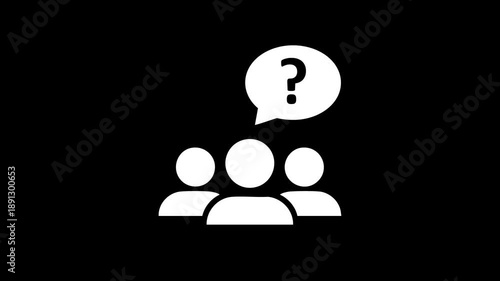 Communication concept with glowing neon lines showing question and answer between two people icons symbolizing on black background
