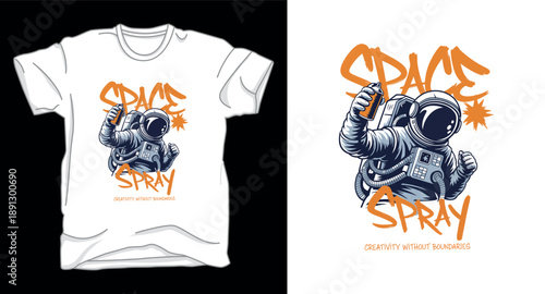 Space spray astronaut galaxy graphic vector art t-shirt design print