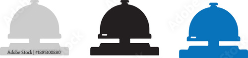 Set of Three Bell Icons in Gray Black and Blue Colors
