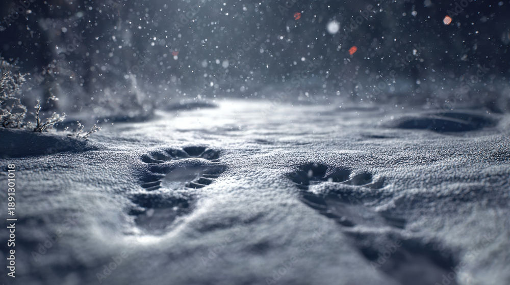 custom made wallpaper toronto digitalHuman footprints in fresh snow during active snowfall conveying transience silence and the passage of time in a cold winter environment