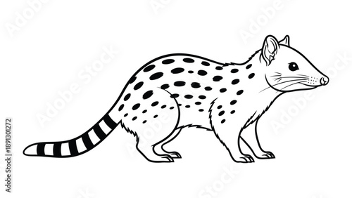 Civet Outline: A detailed outline of a civet showcasing its unique spotted coat and distinctive features in black and white.