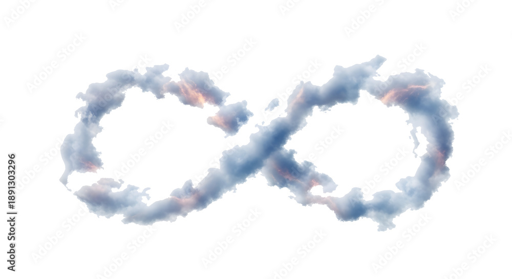 Naklejka premium Abstract iridescent cloud shapes forming the infinity symbol isolated on transparent background
