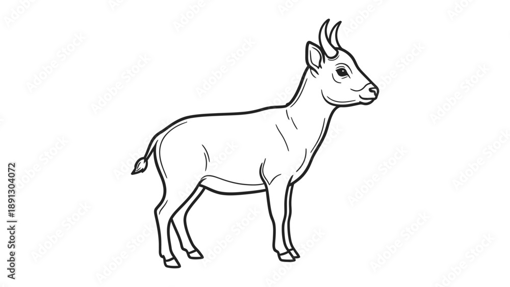 Obraz premium Outline of a graceful animal: A minimalist monochrome depiction of an elegant animal, rendered in simple lines and forms. It exudes a sense of purity and calmness.