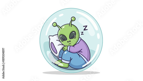 Sleeping alien in a bubble