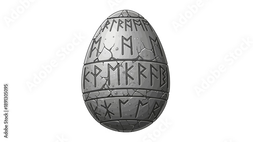 Stone egg with runes carved into it