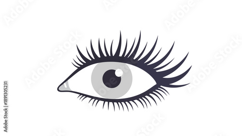 Stylized illustration of a single eye with thick lashes