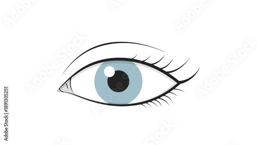 Stylized illustration of a human eye with a blue iris and black pupil