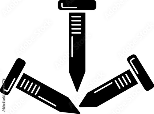 Three Black Silhouette Nails on White Background