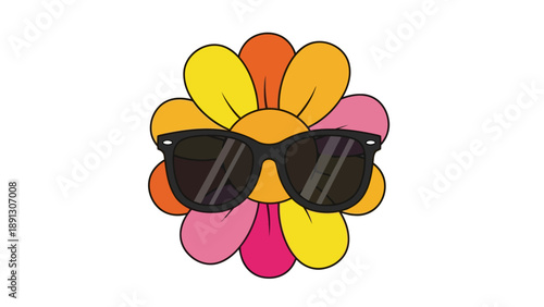title A cartoon flower wearing black sunglasses