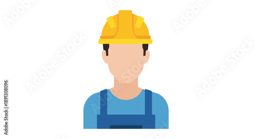 Illustration of a construction worker wearing a yellow helmet and overalls.