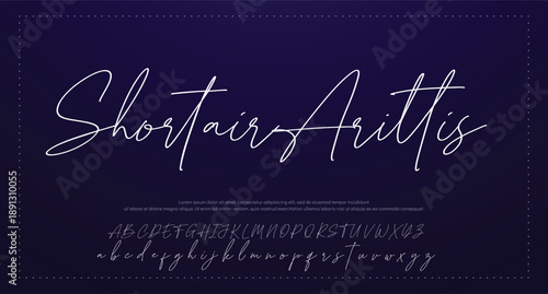 
Lettering signature font isolated on grey background. brus style alphabet. Vector logo letters. 