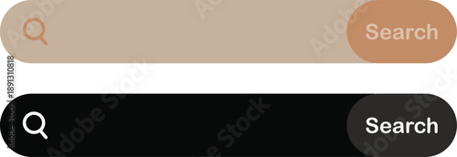 Search Bar UI Elements and icon set. Search boxes in different shapes, minimalist user interface templates for web and mobile apps, ordered collection.