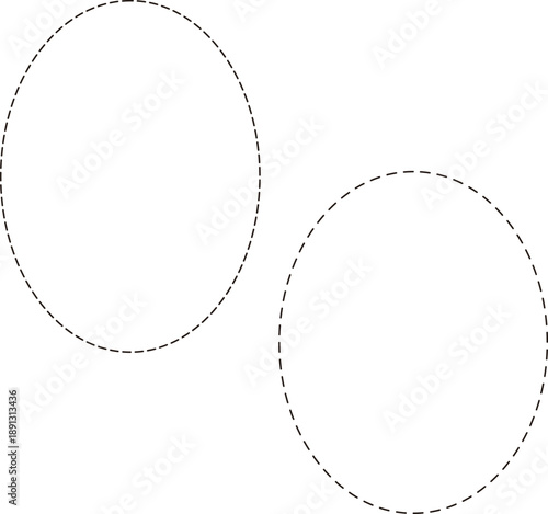 黒い楕円のフレーム。　点線　セット　広いテキストスペース。