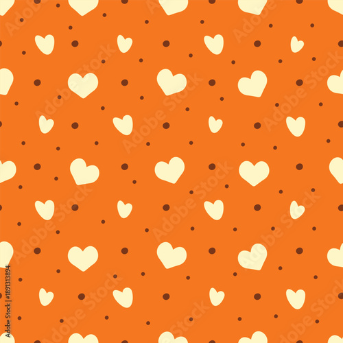 simple love hearts seamless pattern romantic repeat wrapping design orange background 
