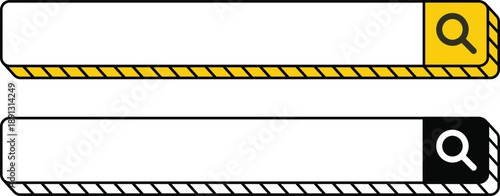 Search Bar UI Elements and icon set. Search boxes in different shapes, minimalist user interface templates for web and mobile apps, ordered collection.