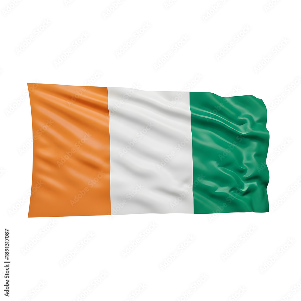 Obraz premium The flag of Ireland waving against a black background