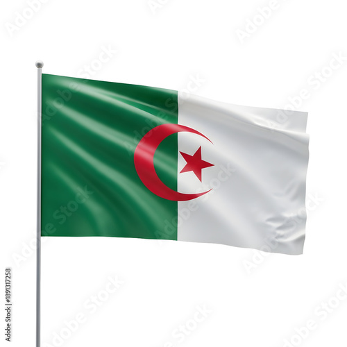 Wallpaper Mural The flag of Algeria waving on a pole against a black background Torontodigital.ca
