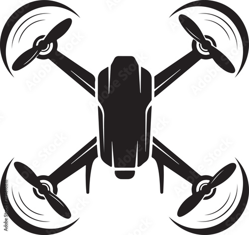 Quadcopter Drone Silhouette Icon – Black UAV Aerial Technology Vector
Flying Drone Top View Silhouette – Modern Quadcopter Logo Design
Aerial Drone Silhouette Illustration – Clean Black UAV Symbol