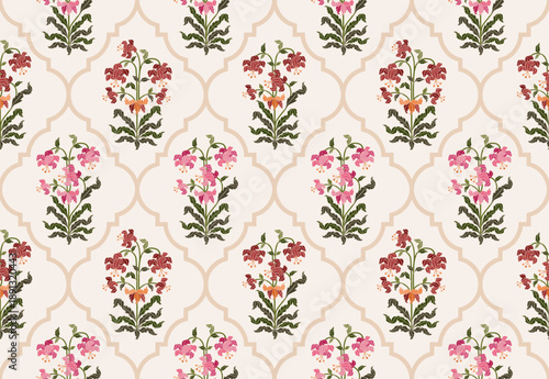 Vector Hand drawn colourful geometric flowers Motifs African boho paisley, seamless patterns with floral for fabric Ethnic Indian Pattern, textiles, clothing, wrapping paper, backdrop, banner.
