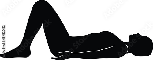 Silhouette of a person lying down on their back in a relaxed pose illustration vector