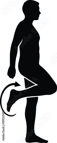 Silhouette of a person performing a leg stretch exercise movement illustration vector