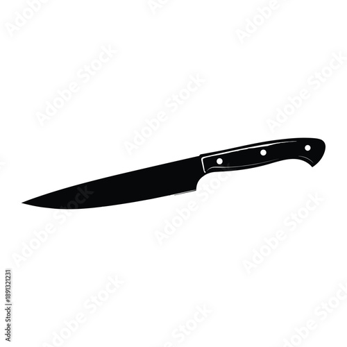 Black silhouette of kitchen knife with riveted handle