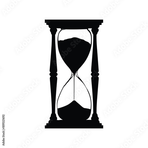 Black silhouette of hourglass with sand