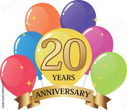 風船の20周年記念エンブレム