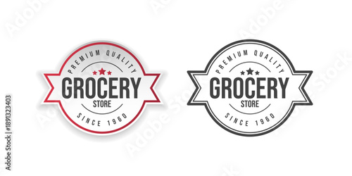 Grocery Store Round Label Logo Vector