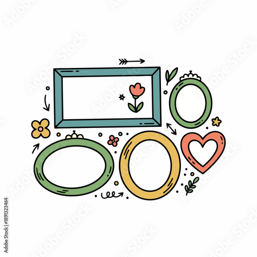 Hand Drawn Picture Frames Collage Layout