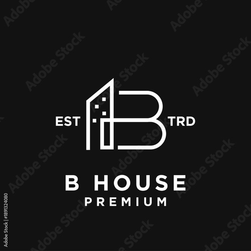 B House Premium Real Estate Logo Design with Minimalist Letter B and Modern Building Icon