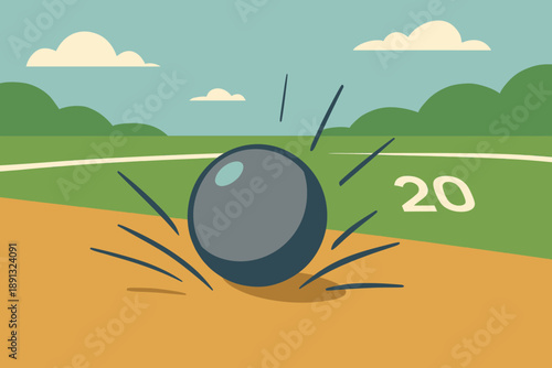 Illustration of a Ball Impacting the Ground with Force.