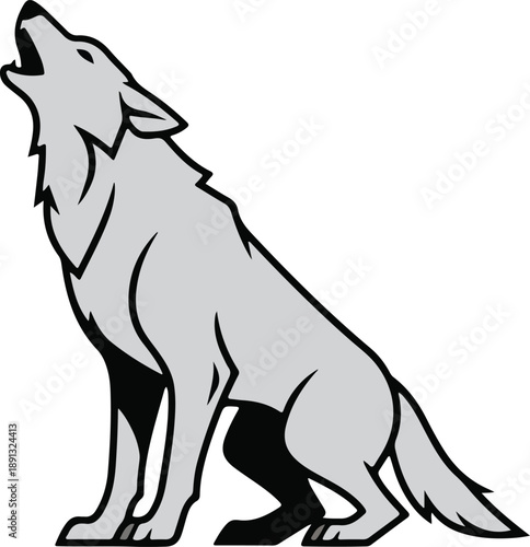 Howling wolf silhouette vector for nature logos and vinyl decals