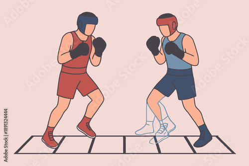 Two Boxers Facing Off in a Boxing Ring.