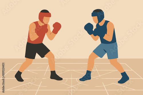 Two Boxers Facing Off in a Boxing Ring.