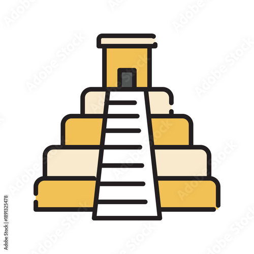 aztec pyramid color line icon.