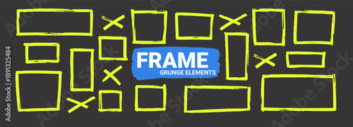 Hand-drawn frame with marker lines and rough sketch borders. Vector rectangular box with doodle strokes, perfect for artistic design templates. Vector illustration.
