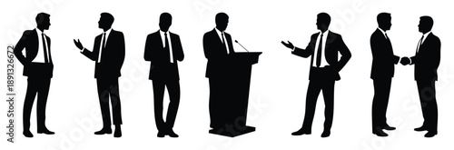 Business People Silhouettes Collection Vector Illustration Diverse Poses