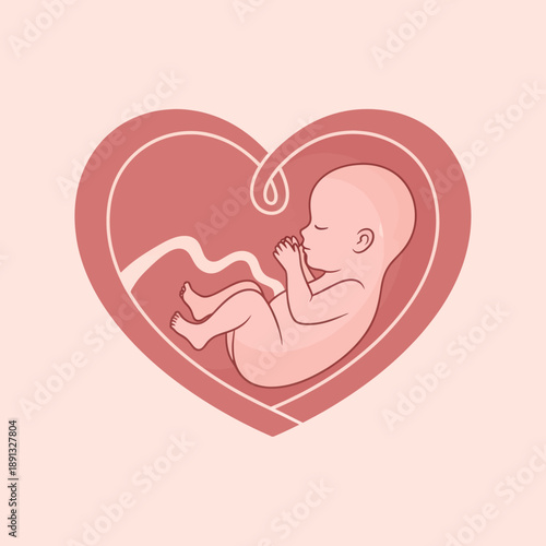 Illustration of Baby Inside Heart Shape.