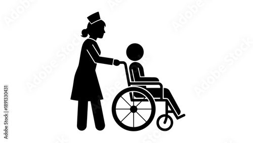 Nurse assisting a patient in a wheelchair with care and compassion.