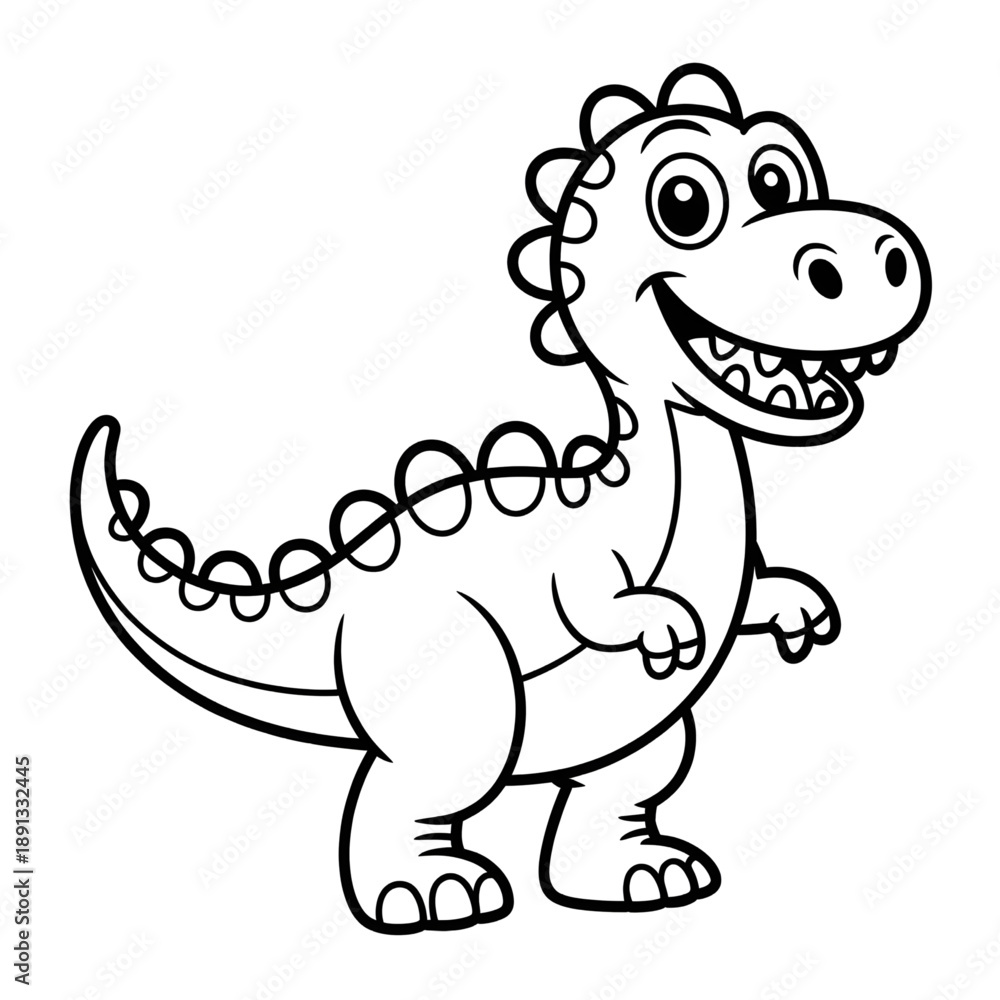 Fototapeta premium Cute Cartoon Dinosaur Coloring Page