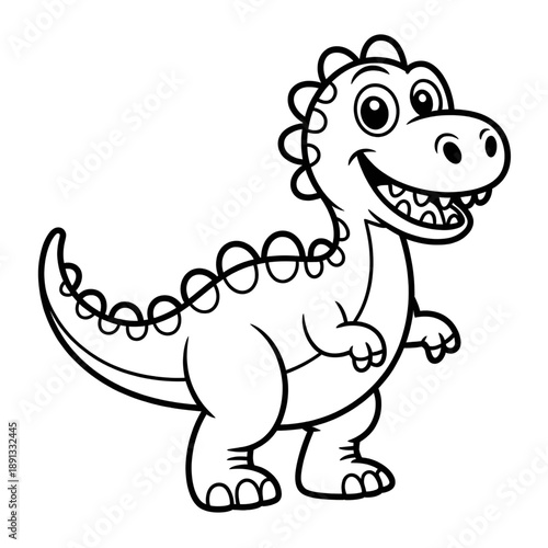 Cute Cartoon Dinosaur Coloring Page