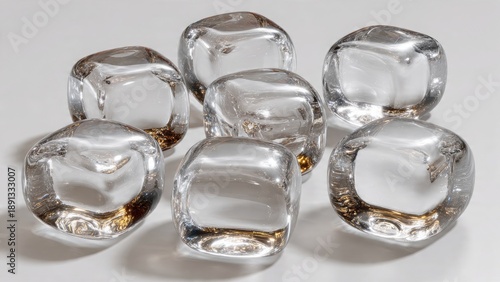 Chilled Refreshment: Close-up of crystal-clear ice cubes, glistening with cool freshness and ready to enhance a refreshing beverage.