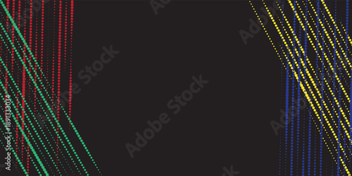Abstract multicolor neon line texture with intersecting strokes on dark background, modern dynamic style.
