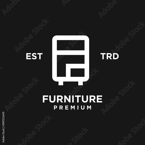 Minimalist Furniture Logo Design with Stylized Letter F as Cabinet Icon for Premium Home Decor Brand