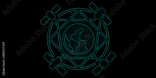 Global Satellite Orbital Infrastructure with Earth Map and Digital Communication Mesh