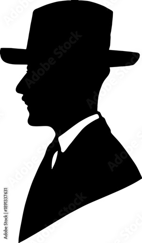 Classic Gentleman Silhouette with Fedora Hat and Suit