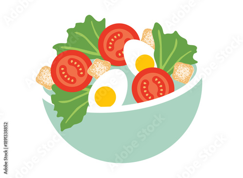 Vector illustration of classic ceasar salad. Food icon of ceasar salad.